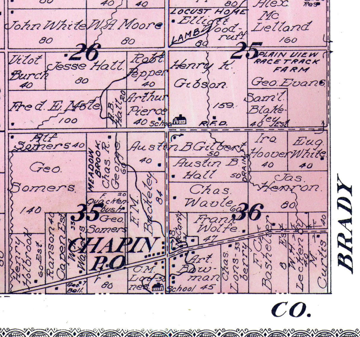1916 Map of Chapin Township Saginaw County Michigan