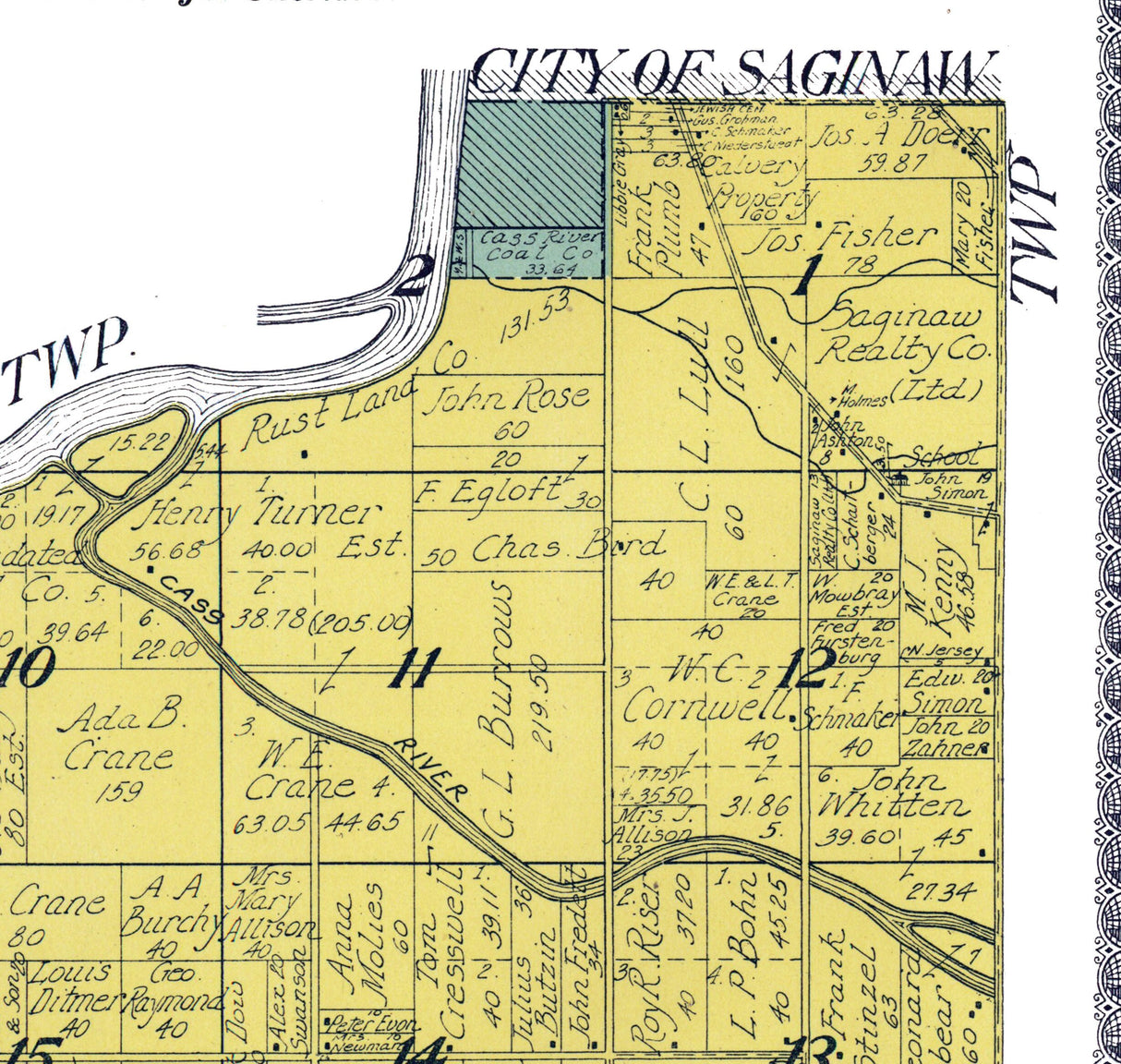 1916 Map of Spaulding Township Saginaw County Michigan