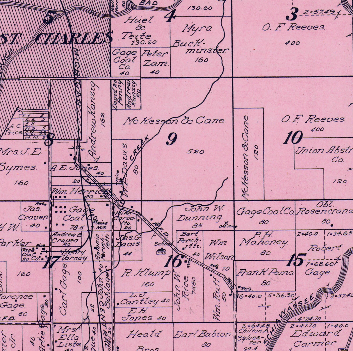 1916 Map of St Charles Township Saginaw County Michigan