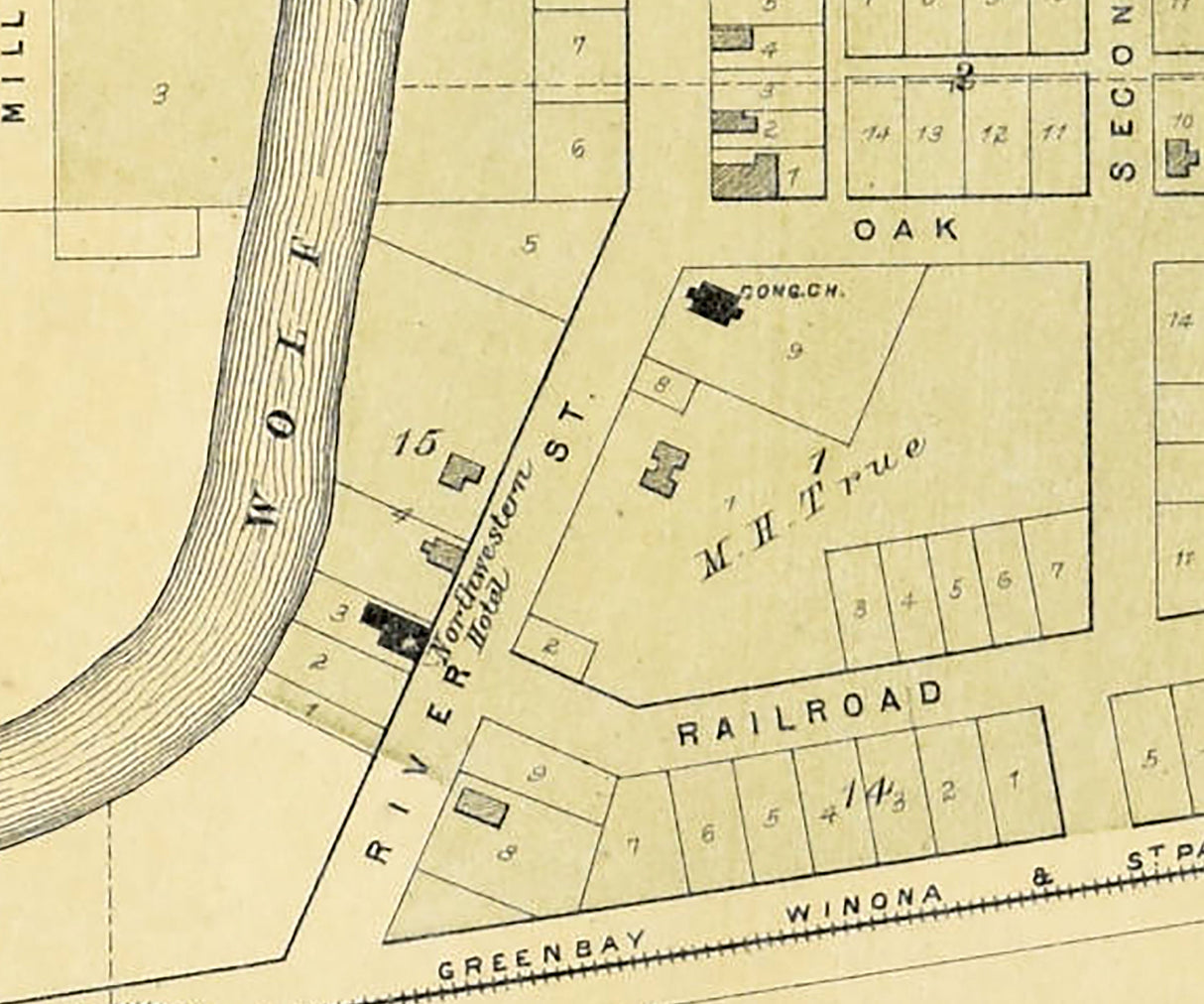 1889 Town Map of Shiocton Outagamie County Wisconsin