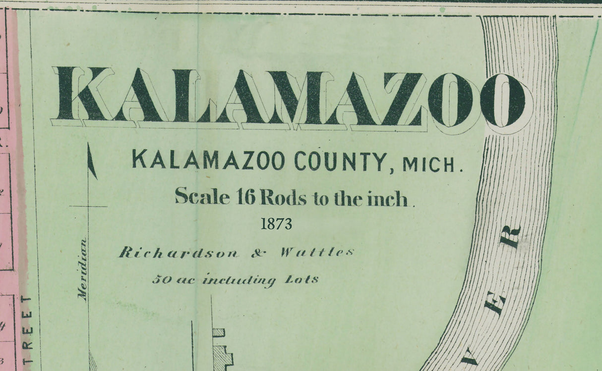 1873 Map of Kalamazoo Kalamazoo County Michigan