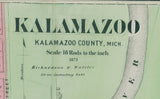 1873 Map of Kalamazoo Kalamazoo County Michigan