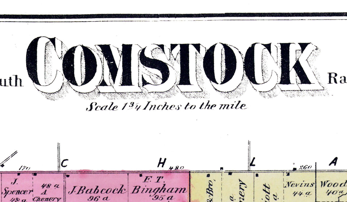 1873 Map of Comstock Township Kalamazoo County Michigan