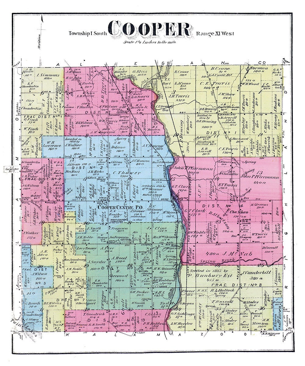 1873 Map of Cooper Township Kalamazoo County Michigan