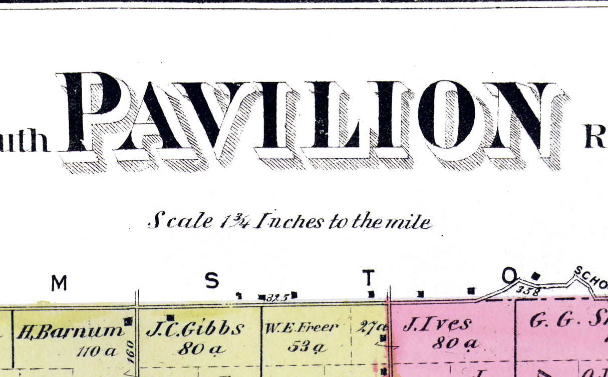 1873 Map of Pavilion Township Kalamazoo County Michigan