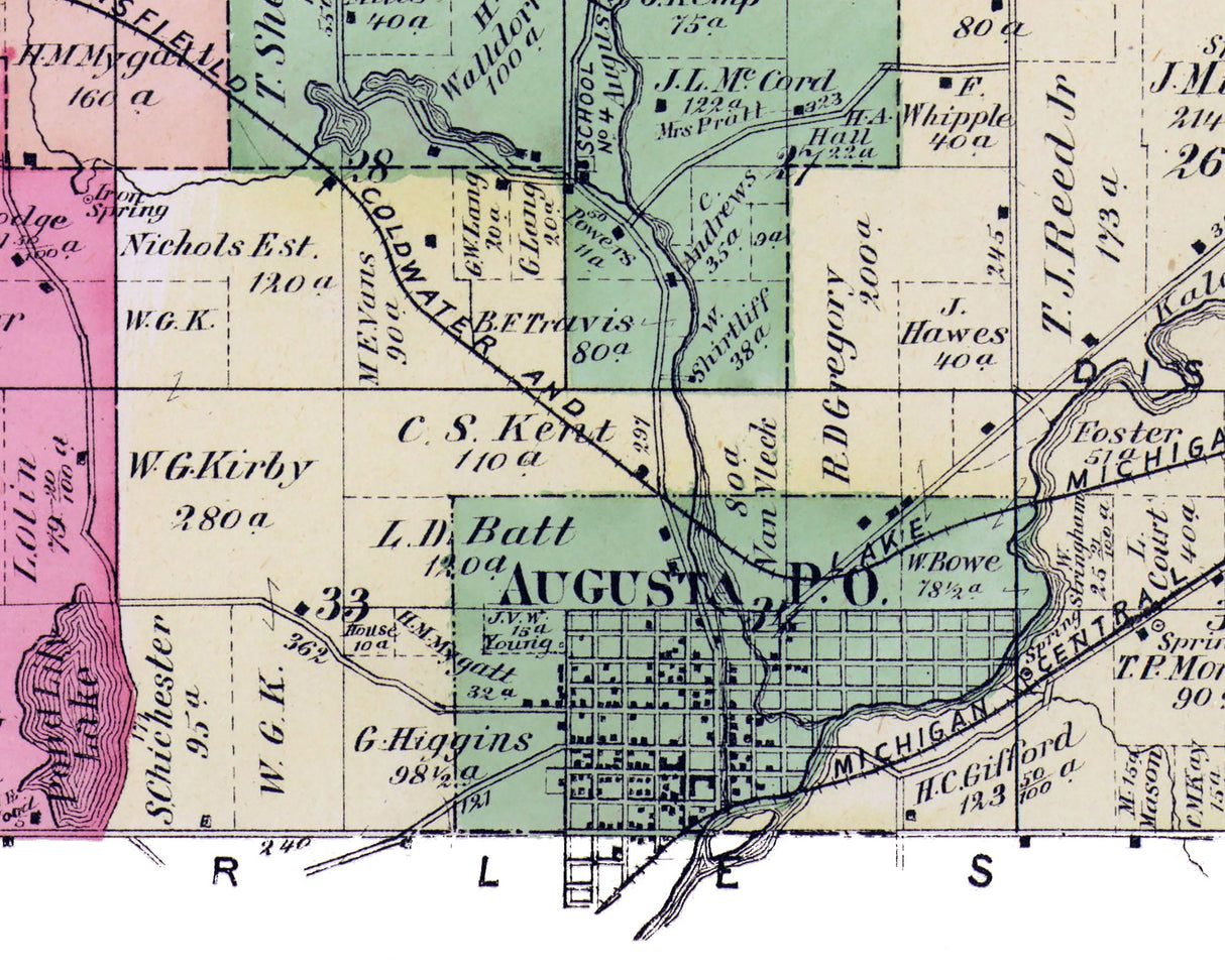 1873 Map of Ross Township Kalamazoo County Michigan