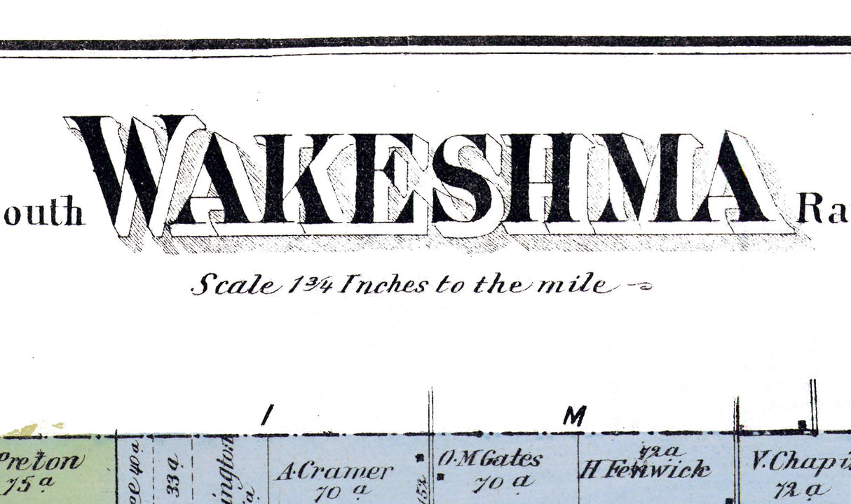 1873 Map of Wakeshma Township Kalamazoo County Michigan