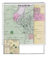 1873 Town Map of Vicksburg Kalamazoo County Michigan