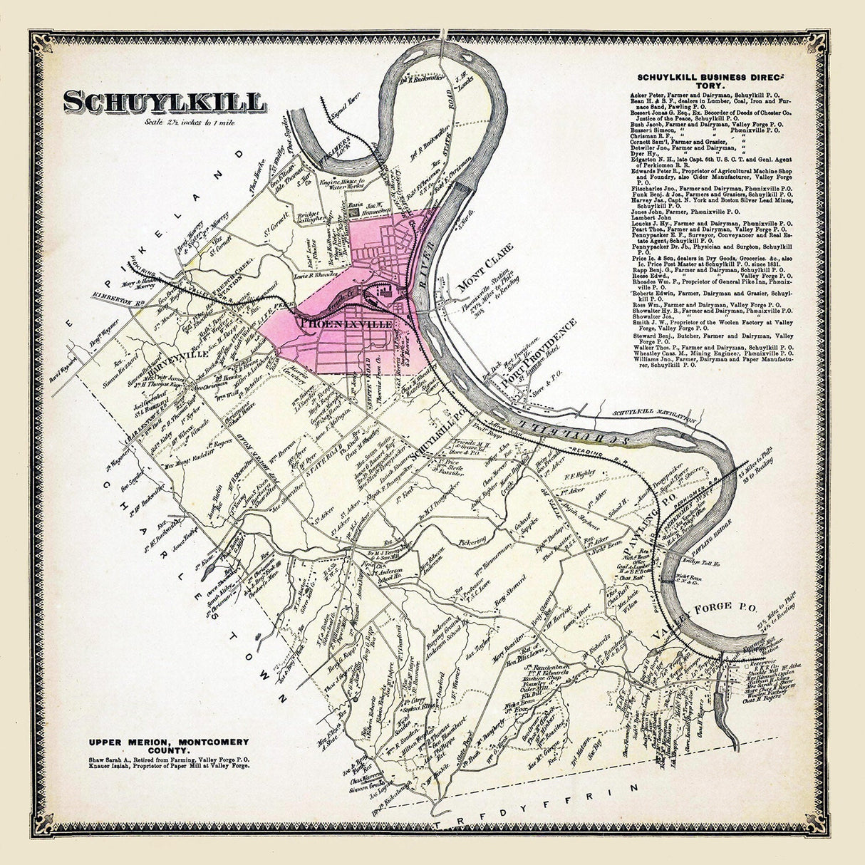 1873 Map of Schuylkill Township Chester County Pennsylvania