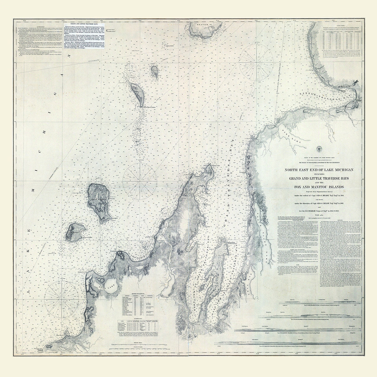 1896 Nautical Chart of Fox & Manitou Islands Group Lake Michigan