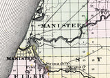1873 Map of Benzie and Manistee County Michigan