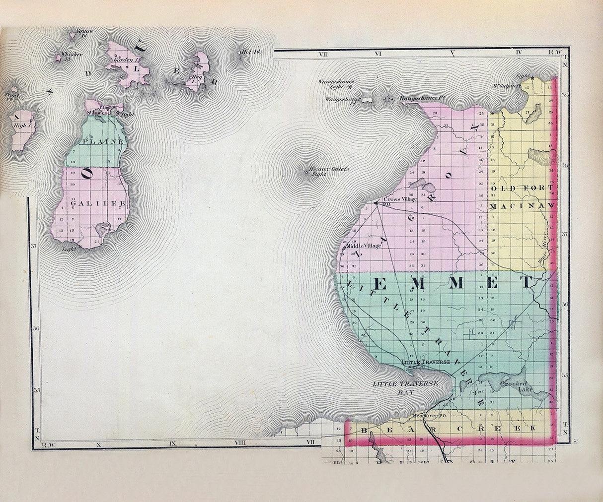1873 Map of Emmet County Michigan