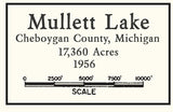 1956 Map of Mullett Lake Cheboygan County Michigan