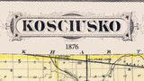 1876 Map of Kosciusko County Indiana