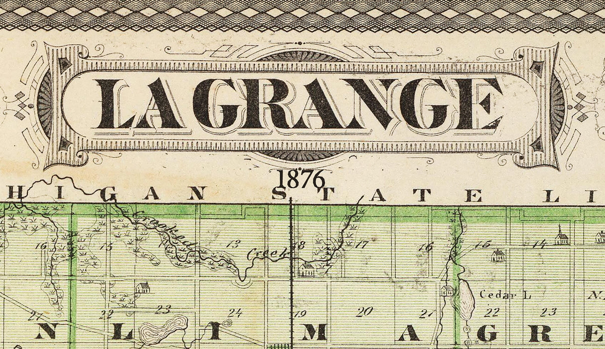 1876 Map of Lagrange County Indiana