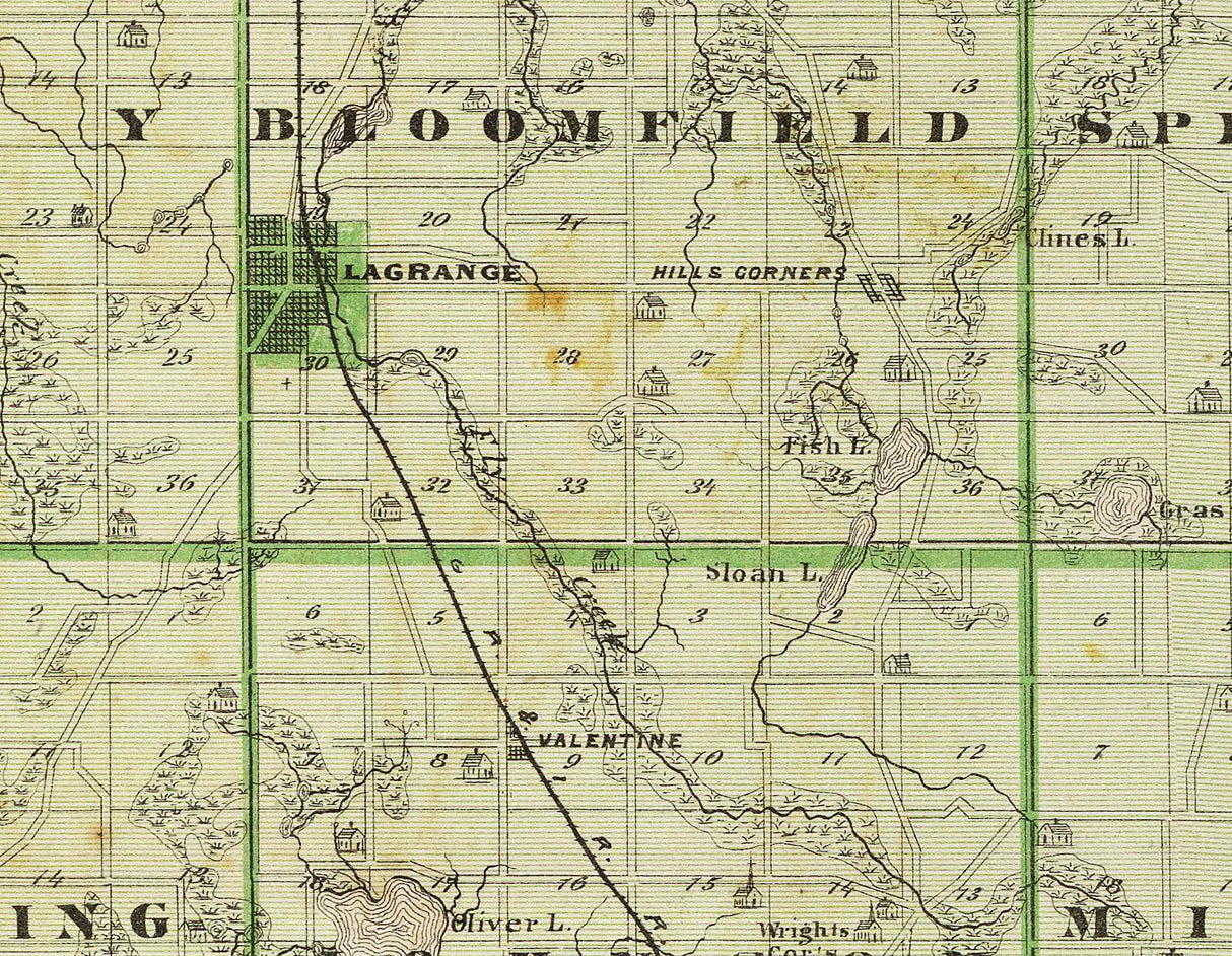 1876 Map of Lagrange County Indiana