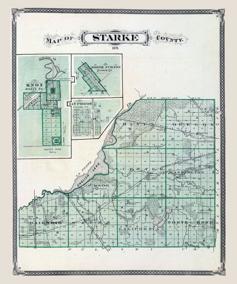 1876 Map of Starke County Indiana