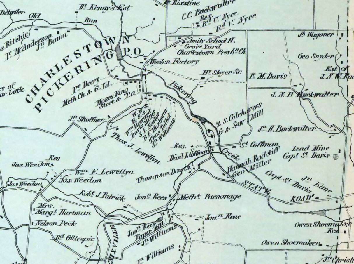 1873 Map of Charlestown Township Chester County Pennsylvania