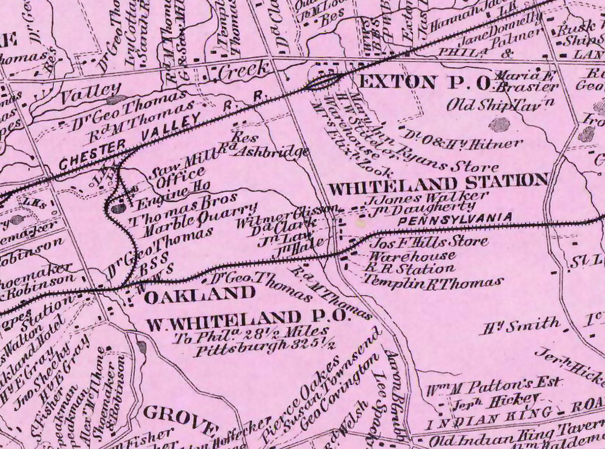 1873 Map of West Whiteland Township Chester County Pennsylvania