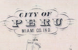 1876 Map of City of Peru Miami County Indiana