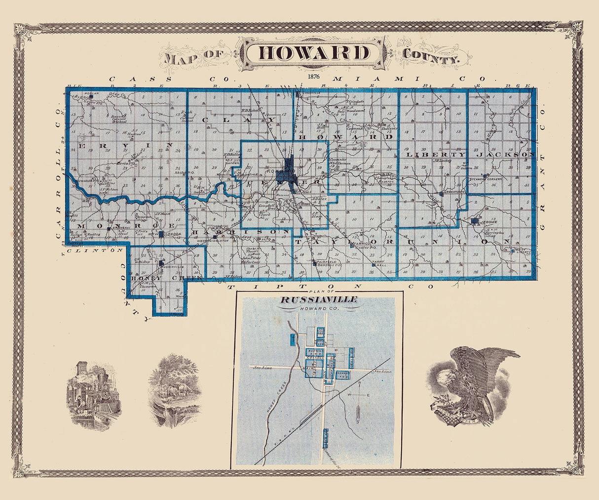 1876 Map of Howard County Indiana