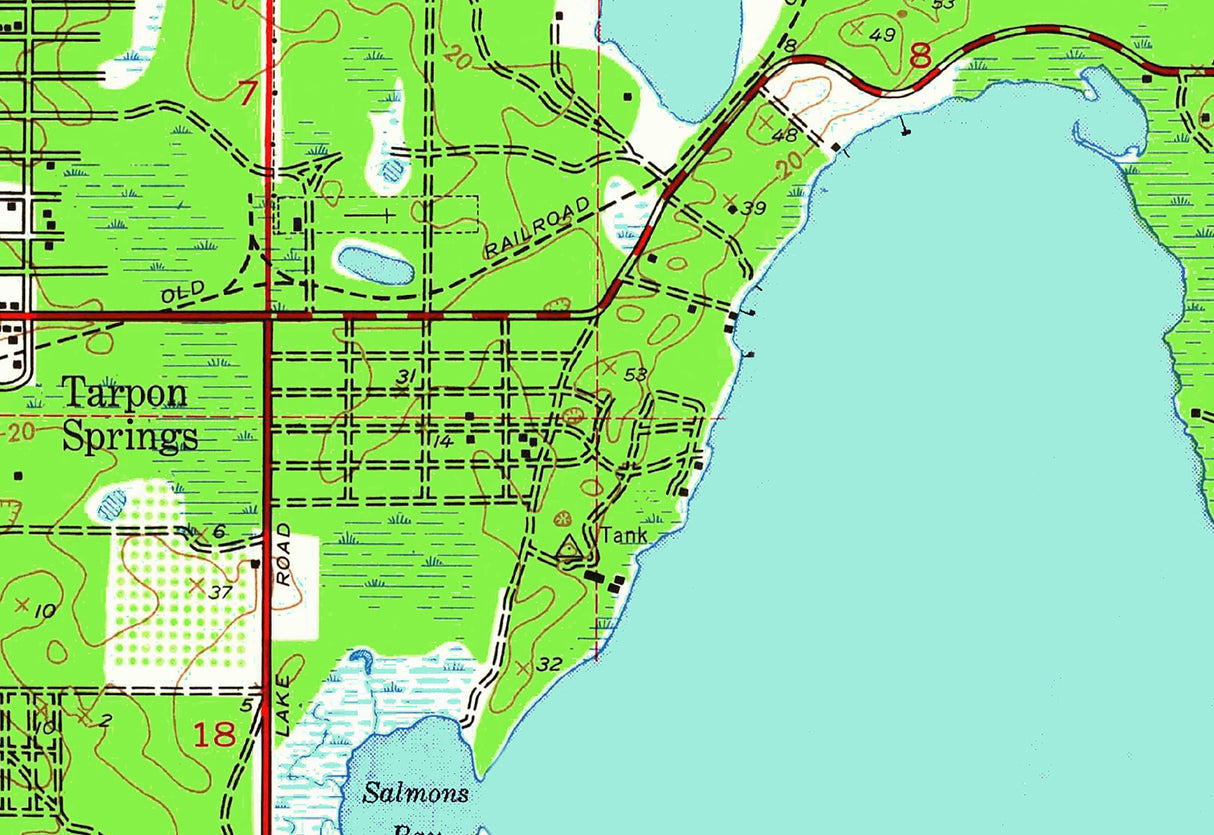 1943 Map of Lake Tarpon Pinellas County Florida