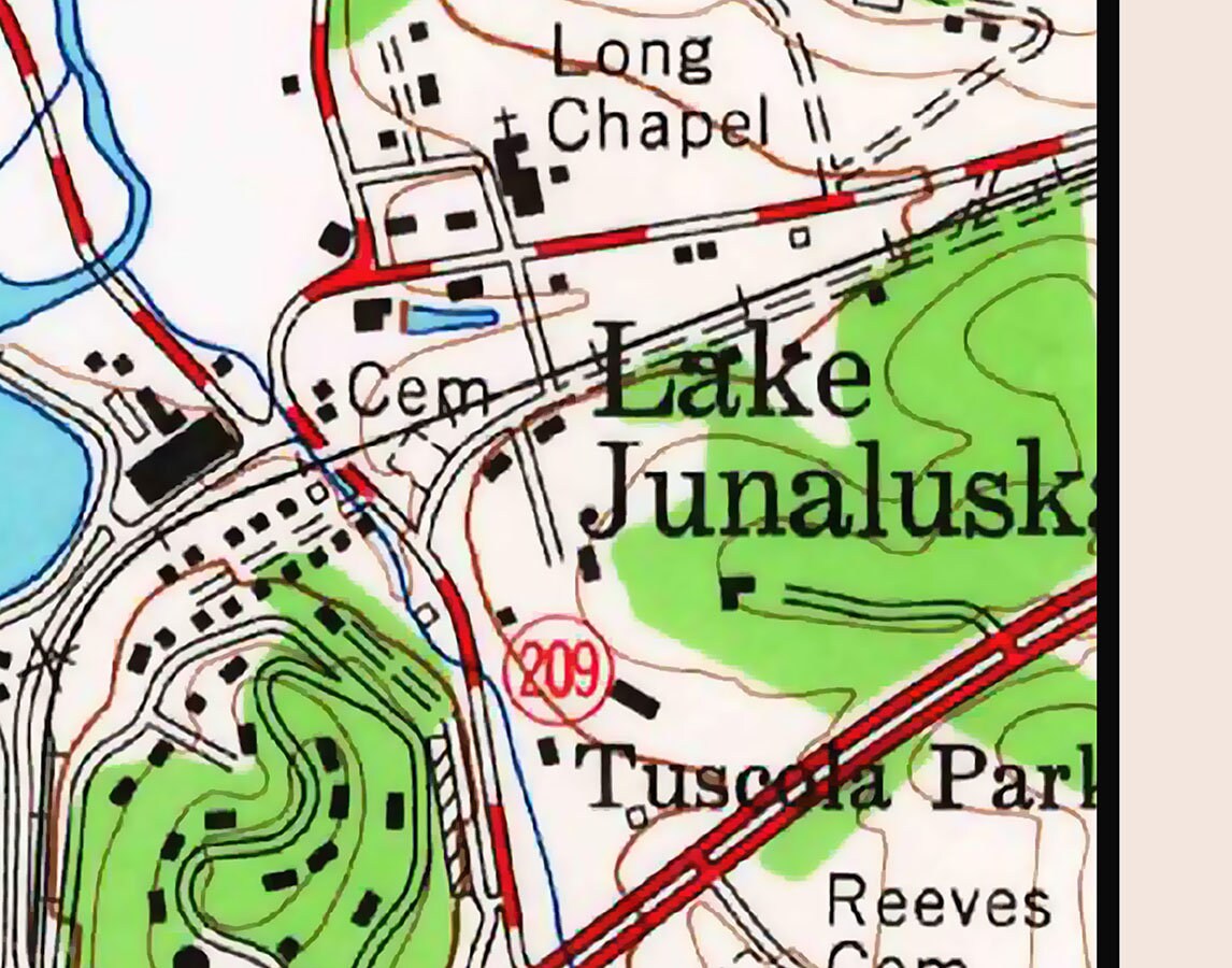 1967 Map of Lake Junaluska North Carolina