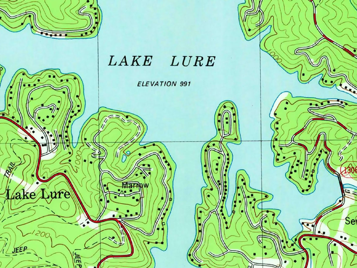 1982 Map of Lake Lure North Carolina Chimney Rock