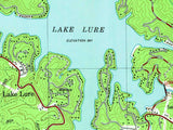 1982 Map of Lake Lure North Carolina Chimney Rock