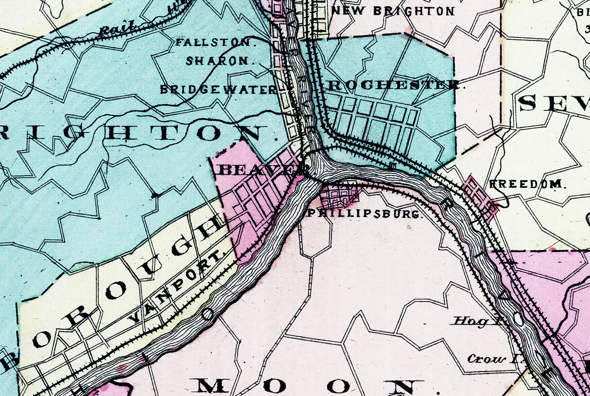 1876 Map of Beaver County Pennsylvania