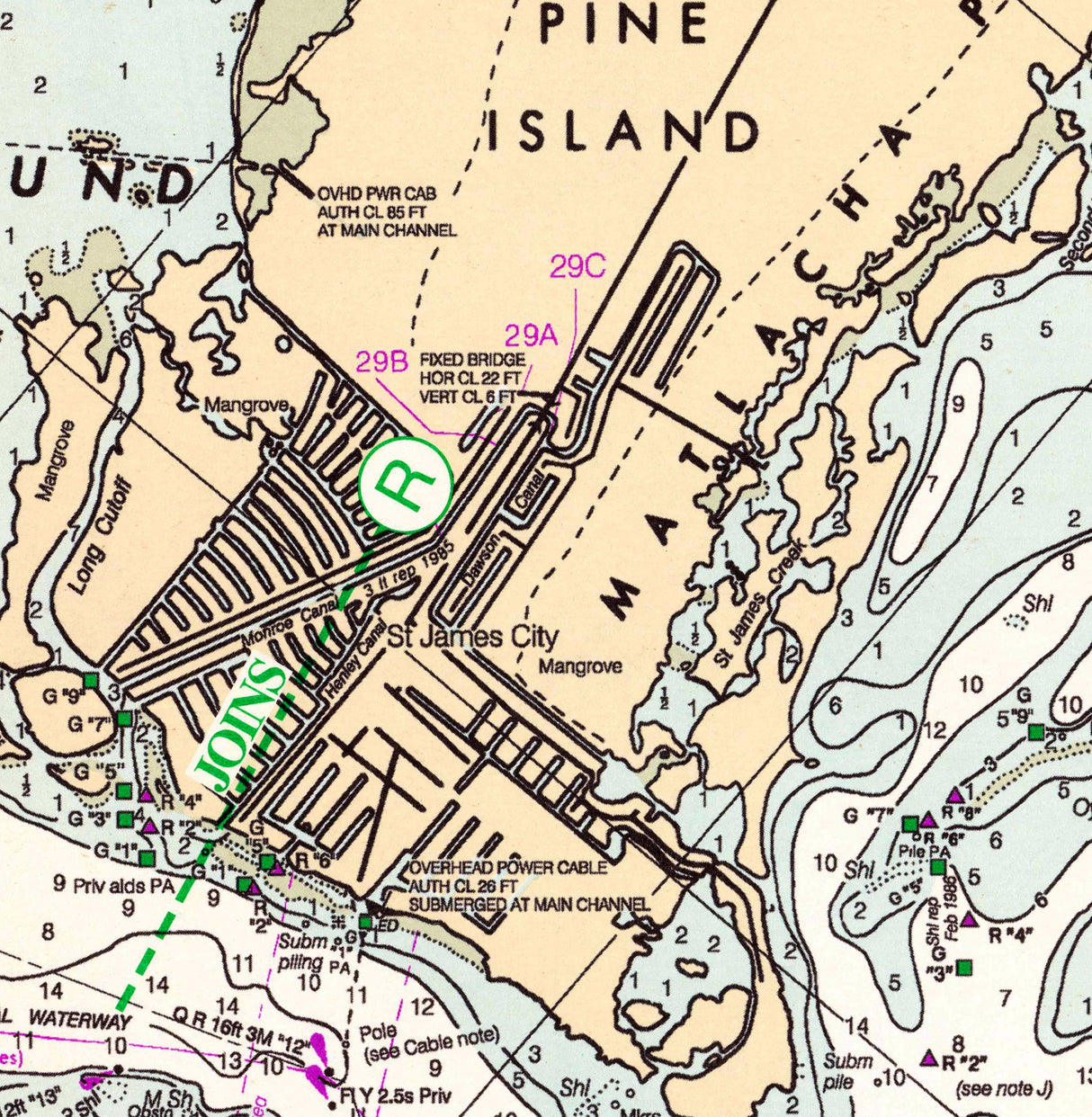 1996 Nautical Chart of San Carlos Bay Fort Myers Florida