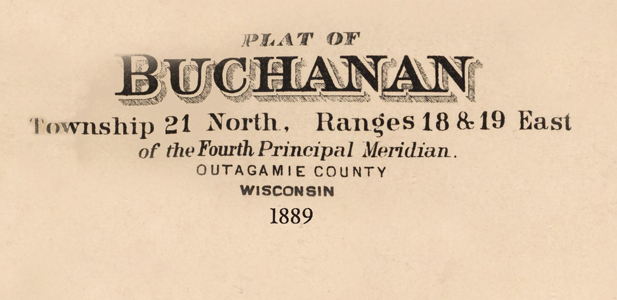 1889 Map of Buchanan Township Outagamie County Wisconsin