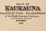 1889 Map of Kaukauna Township Outagamie County Wisconsin