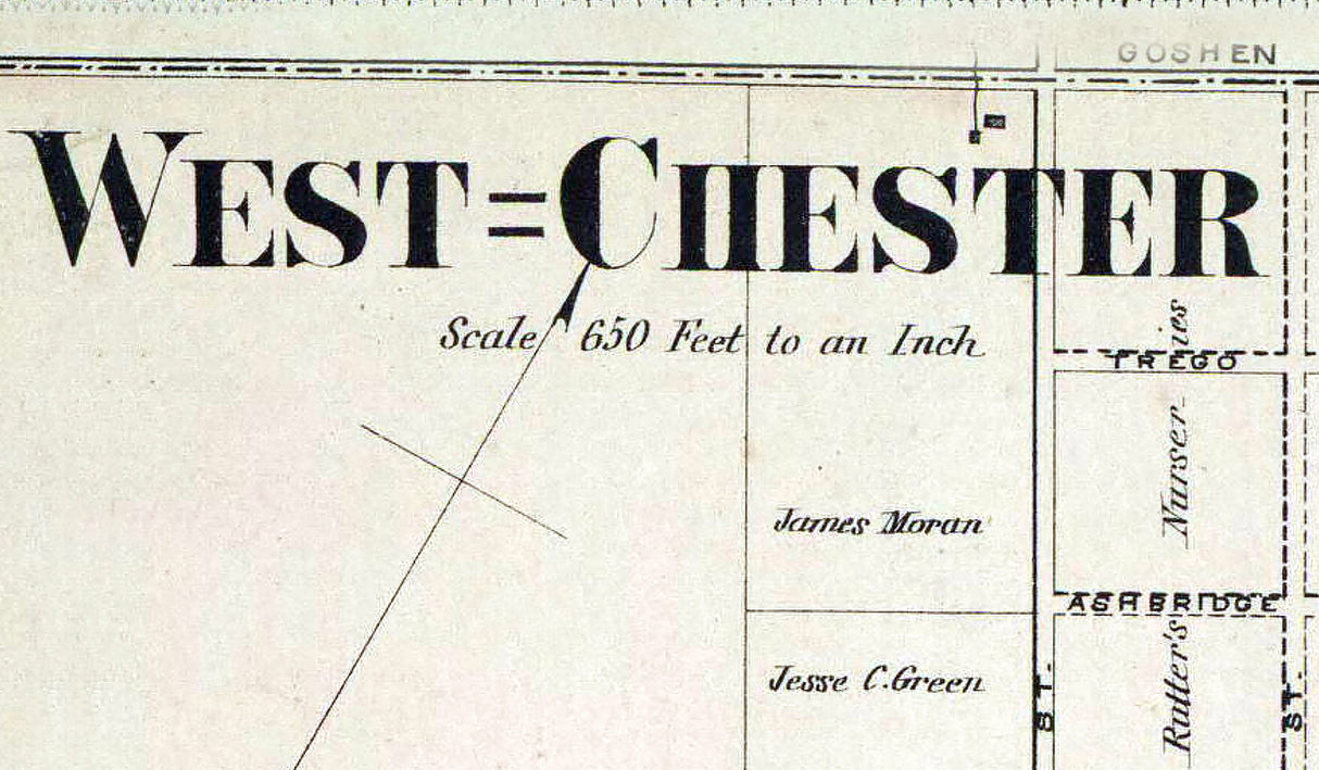 1873 Town Map of West Chester Chester County Pennsylvania