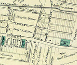 1873 Town Map of Coatesville Chester County Pennsylvania