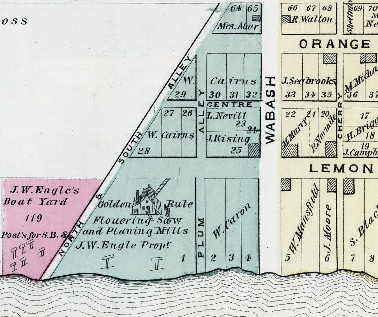 1876 Town Map of Industry Beaver County Pennsylvania
