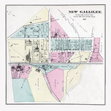 1876 Town Map of New Gallilee Beaver County Pennsylvania