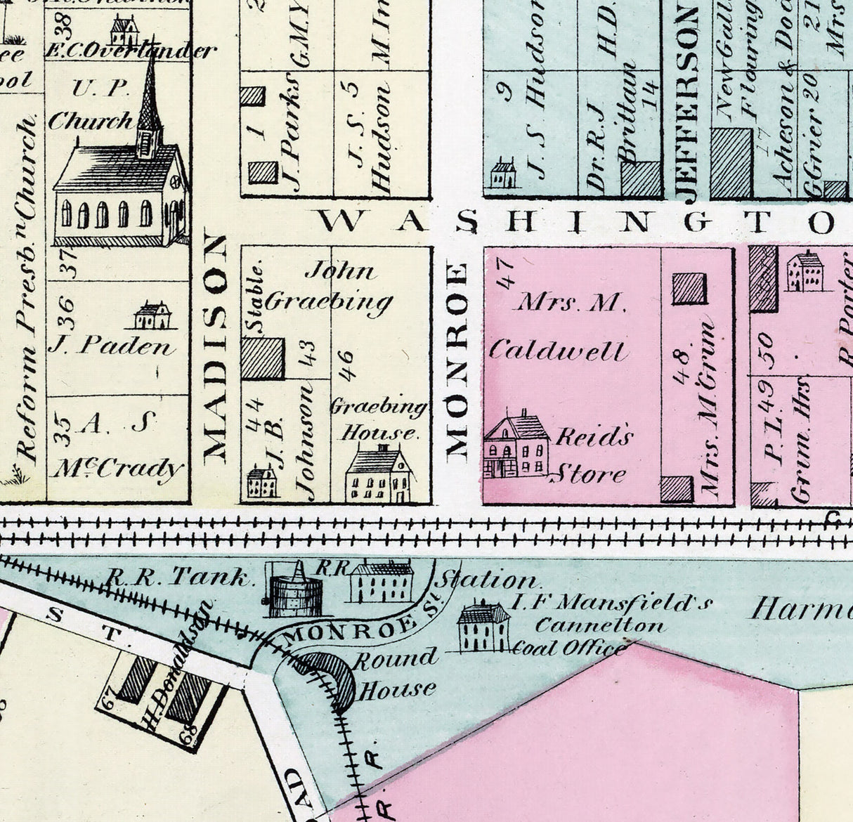 1876 Town Map of New Gallilee Beaver County Pennsylvania