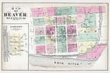 1876 Town Map of Beaver Beaver County Pennsylvania