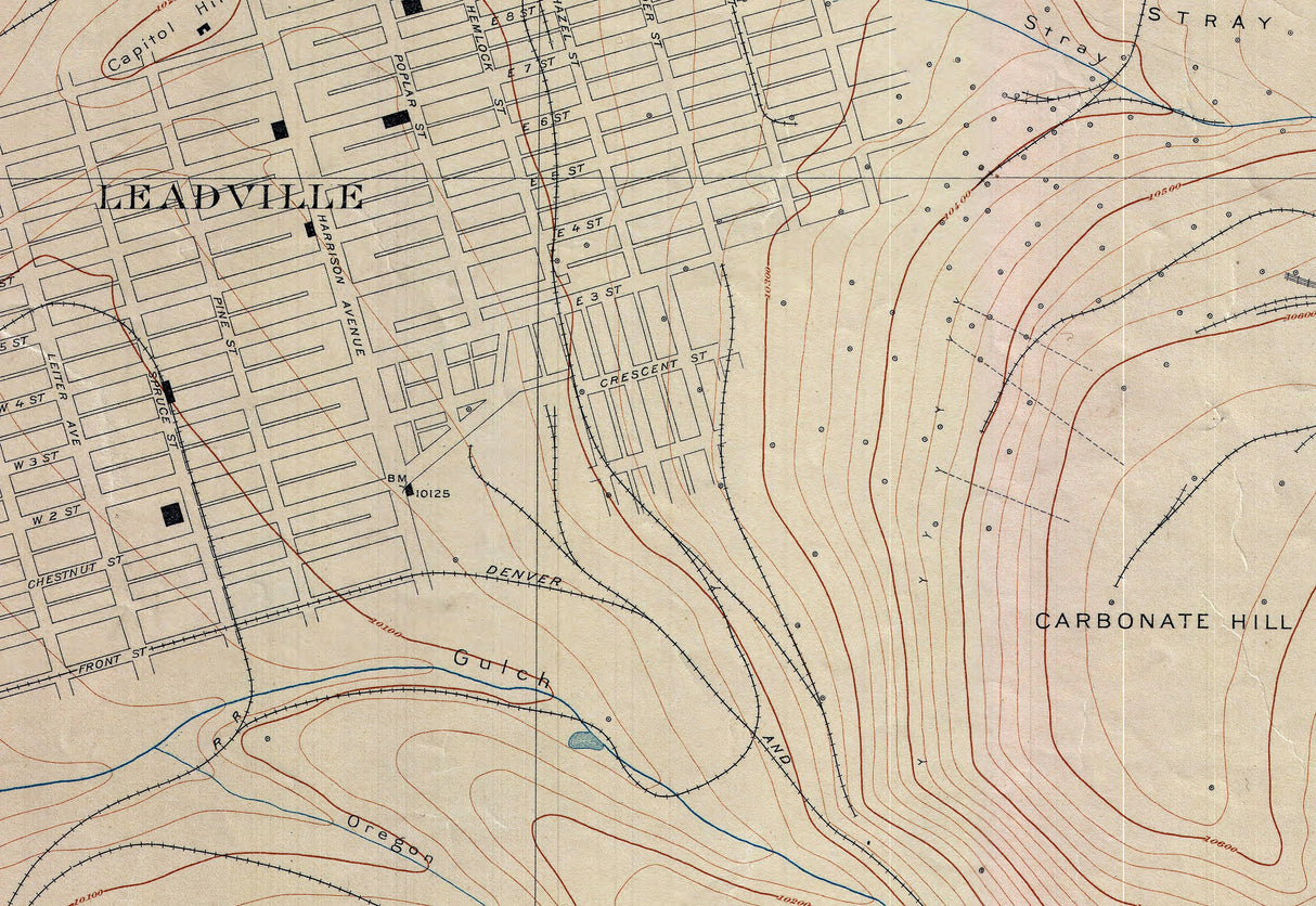 1910 Map of Leadville Lake County Colorado