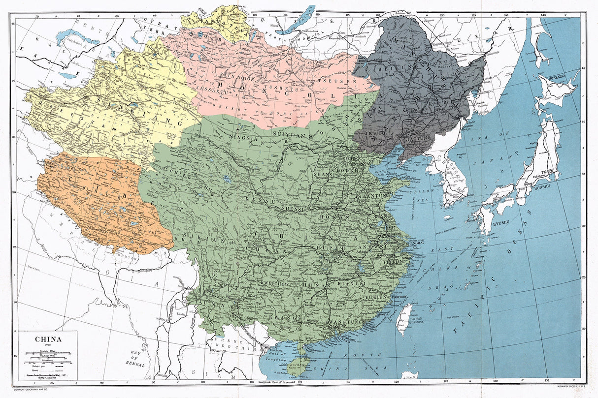1900 Map of China and Adjacent Countries