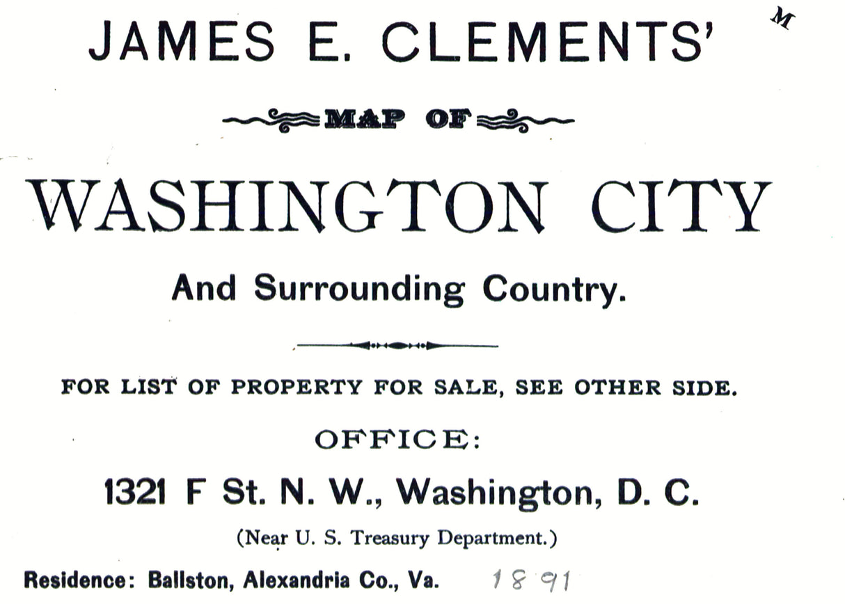 1891 Map of Washington DC District of Columbia