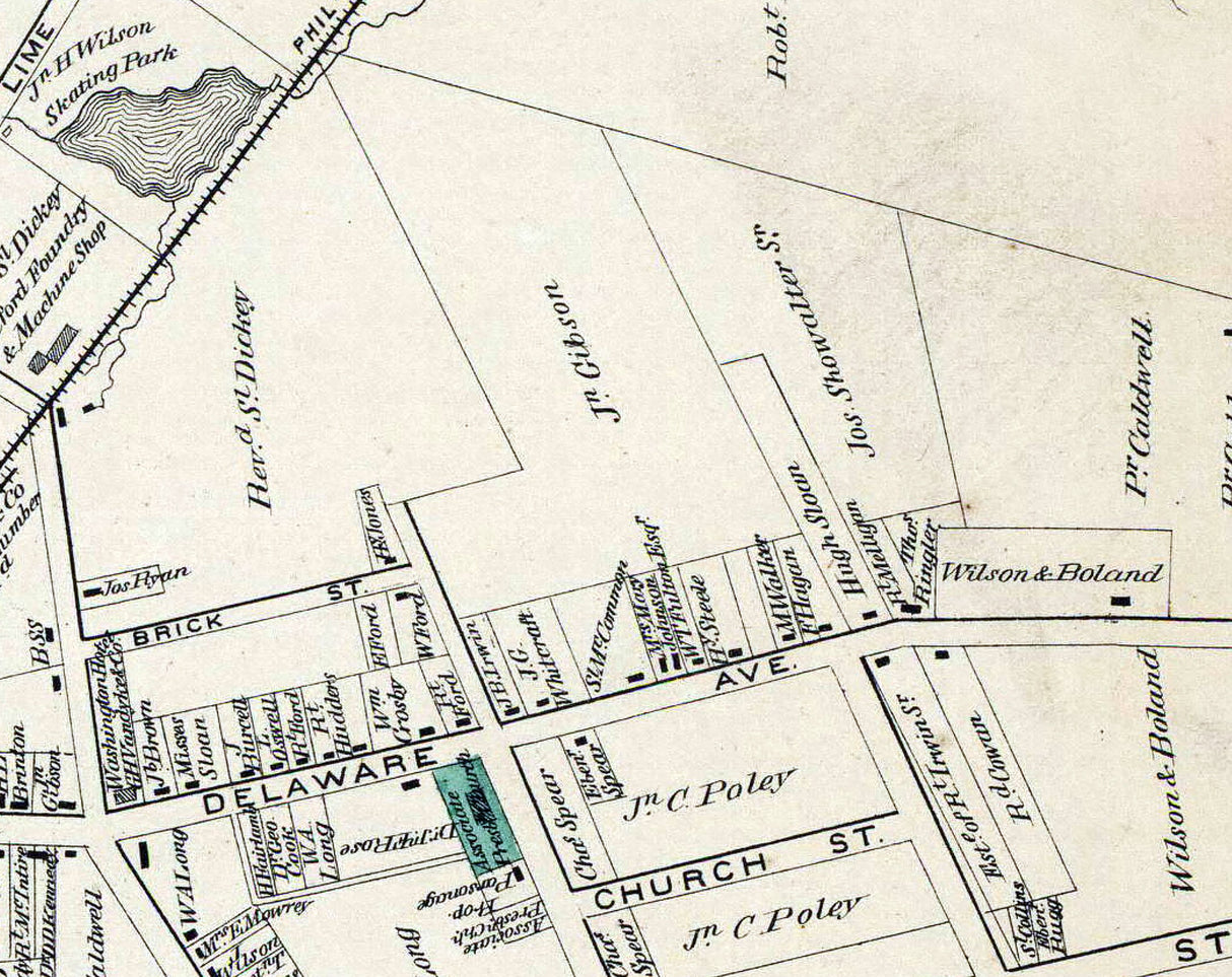 1873 Town Map of Oxford Chester County Pennsylvania