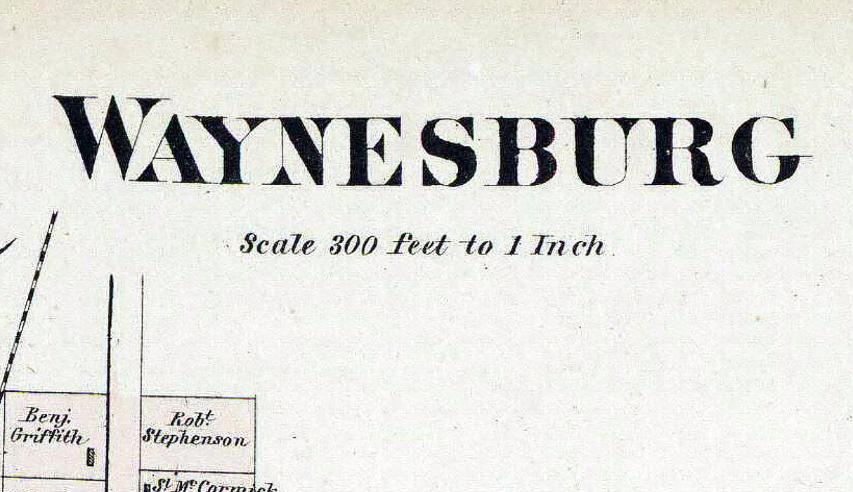 1873 Town Map of Waynesburg Chester County Pennsylvania