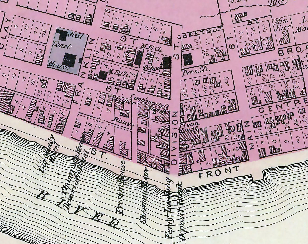 1877 Town Map of Catlettsburg Boyd County Kentucky
