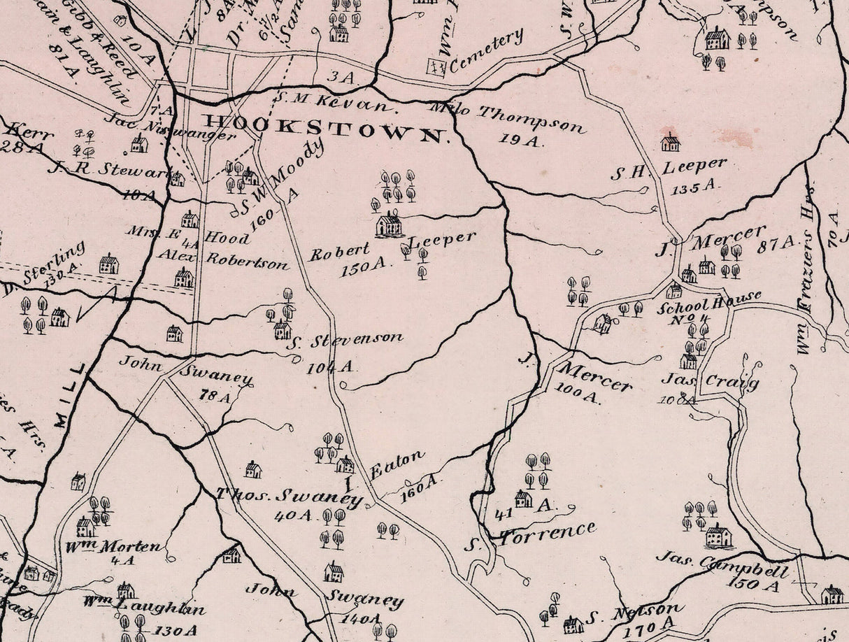 1876 Map of Green Township Beaver County Pennsylvania