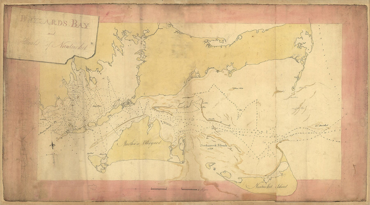 1778 Nautical Chart of Buzzards Bay and Shoals of Nantucket Massachusetts