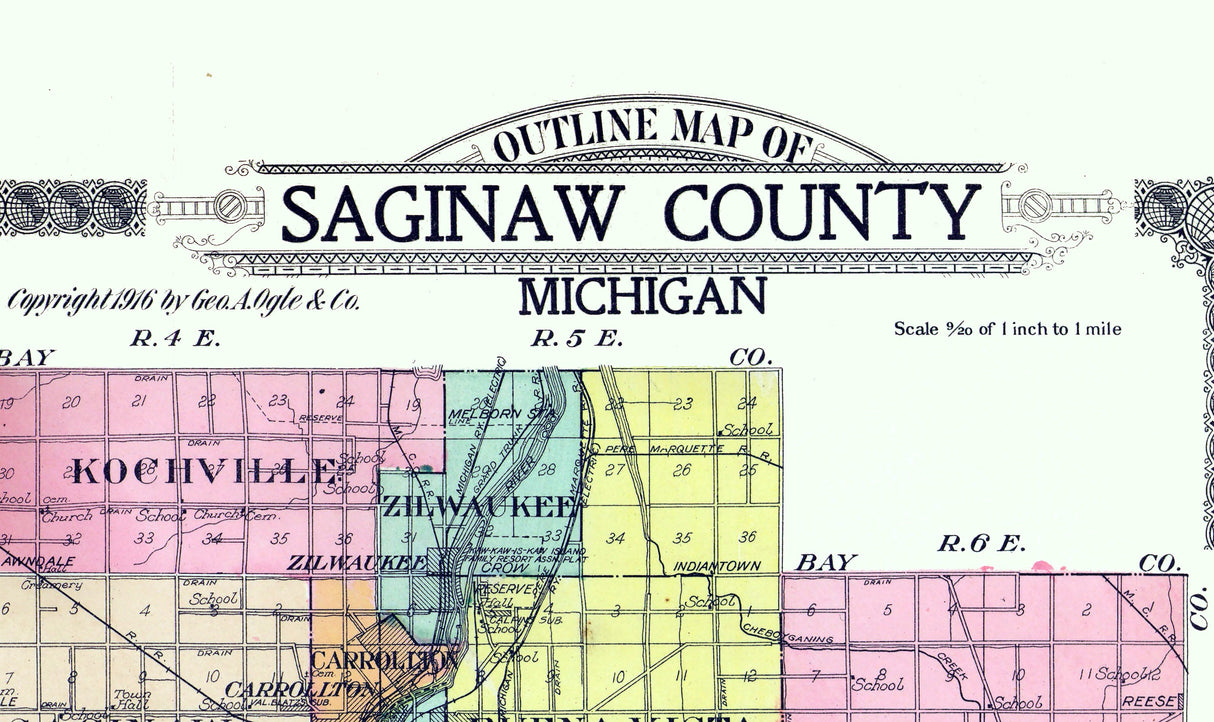 1916 Map of Saginaw County Michigan