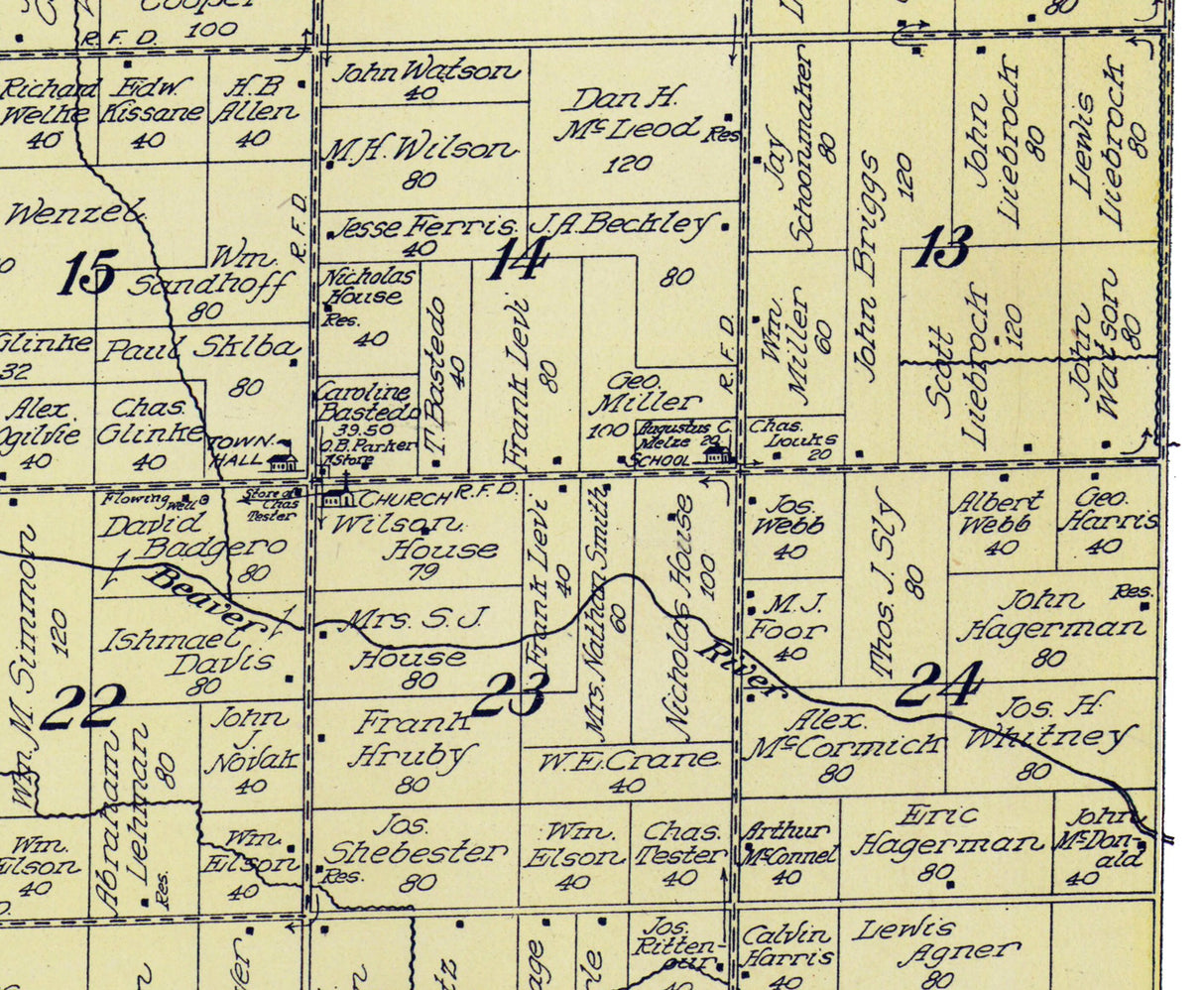 1916 Map of Lakefield Township Saginaw County Michigan