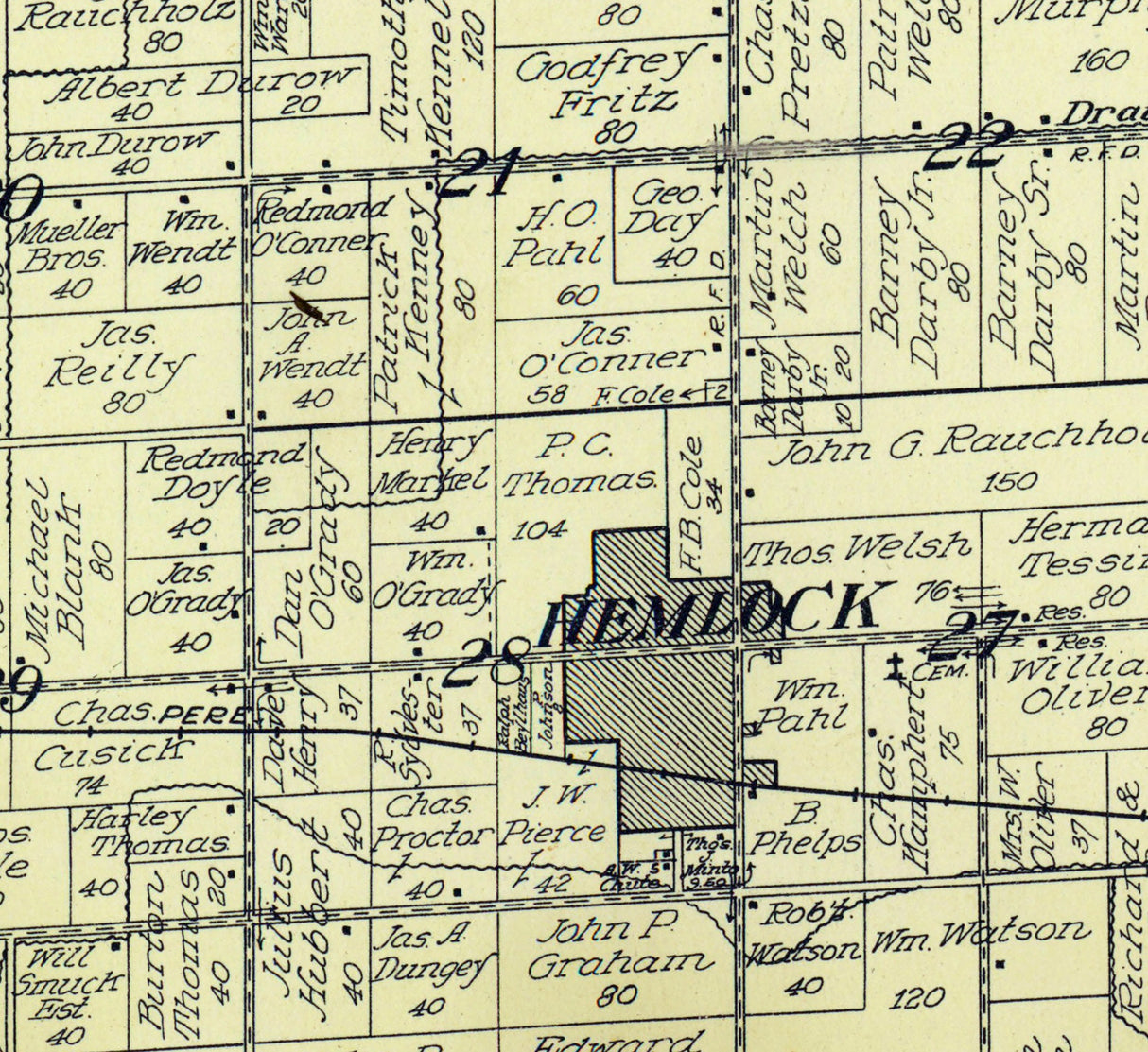 1916 Map of Richland Township Saginaw County Michigan